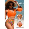 image:imageYonique High Waisted Two Piece SwimsuitWomens Bikini Set Tummy Control Bathing Suit Modest Full Coverage Bikini 2025Orange Flowers