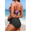 image:imageYonique High Waisted Two Piece SwimsuitWomens Bikini Set Tummy Control Bathing Suit Modest Full Coverage Bikini 2025Pink Floral