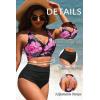 image:imageYonique High Waisted Two Piece SwimsuitWomens Bikini Set Tummy Control Bathing Suit Modest Full Coverage Bikini 2025Pink Floral