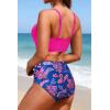 image:imageYonique High Waisted Two Piece SwimsuitWomens Bikini Set Tummy Control Bathing Suit Modest Full Coverage Bikini 2025Pink Paisley