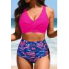image:imageYonique High Waisted Two Piece SwimsuitWomens Bikini Set Tummy Control Bathing Suit Modest Full Coverage Bikini 2025Pink Paisley