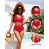 image:imageYonique High Waisted Two Piece SwimsuitWomens Bikini Set Tummy Control Bathing Suit Modest Full Coverage Bikini 2025Red