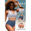 image:imageYonique High Waisted Two Piece SwimsuitWomens Bikini Set Tummy Control Bathing Suit Modest Full Coverage Bikini 2025Striped and Blue
