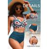 image:imageYonique High Waisted Two Piece SwimsuitWomens Bikini Set Tummy Control Bathing Suit Modest Full Coverage Bikini 2025Teal Flower