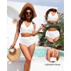 image:imageYonique High Waisted Two Piece SwimsuitWomens Bikini Set Tummy Control Bathing Suit Modest Full Coverage Bikini 2025White