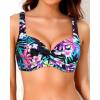 image:imageWomen Underwire Bikini Top  2025 Push Up Swimsuit Tops Padded Bra Bathing SuitColorful Black Floral