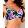 image:imageWomen Underwire Bikini Top  2025 Push Up Swimsuit Tops Padded Bra Bathing SuitColorful Black Floral