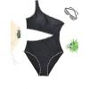 image:imageWomens One Piece Swimsuit One Shoulder Bathing Suit Cutout Tummy Control SwimwearBlack and White 02