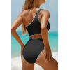 image:imageWomens One Piece Swimsuit One Shoulder Bathing Suit Cutout Tummy Control SwimwearBlack and White 02