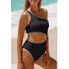 image:imageWomens One Piece Swimsuit One Shoulder Bathing Suit Cutout Tummy Control SwimwearBlack and White 02