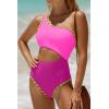 image:imageWomens One Piece Swimsuit One Shoulder Bathing Suit Cutout Tummy Control SwimwearColorblock Pink