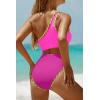 image:imageWomens One Piece Swimsuit One Shoulder Bathing Suit Cutout Tummy Control SwimwearColorblock Pink