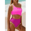 image:imageWomens One Piece Swimsuit One Shoulder Bathing Suit Cutout Tummy Control SwimwearColorblock Pink