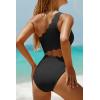 image:imageWomens One Piece Swimsuit One Shoulder Bathing Suit Cutout Tummy Control SwimwearScalloped Black
