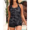 image:imageYonique Two Piece Tankini Bathing Suits TBack Blouson Swim Tops with Boy Shorts Women Swimsuits Sporty SwimwearCamo