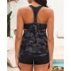 image:imageYonique Two Piece Tankini Bathing Suits TBack Blouson Swim Tops with Boy Shorts Women Swimsuits Sporty SwimwearCamo