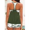 image:imageYonique Two Piece Tankini Bathing Suits TBack Blouson Swim Tops with Boy Shorts Women Swimsuits Sporty SwimwearGreen Palm Tree