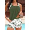 image:imageYonique Two Piece Tankini Bathing Suits TBack Blouson Swim Tops with Boy Shorts Women Swimsuits Sporty SwimwearGreen Palm Tree
