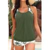 image:imageYonique Two Piece Tankini Bathing Suits TBack Blouson Swim Tops with Boy Shorts Women Swimsuits Sporty SwimwearGreen Palm Tree