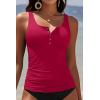 image:imageYonique Womens Tankini Top Only Button Tummy Control Swim Tank Top Modest Bathing Suit Top No BottomRed02
