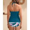 image:imageYonique Womens Two Piece Swimsuits Tummy Control Tankini Plus Size Bathing Suit Halter V Neck SwimwearTeal Flower