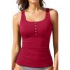 image:imageYonique Womens Tankini Top Only Button Tummy Control Swim Tank Top Modest Bathing Suit Top No BottomRed02