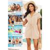 image:imageYonique Terry Cloth Cover Ups  Hooded Cotton Swim Sun Coverup with Zipper Pockets Beach SwimsuitsBeige
