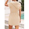 image:imageYonique Terry Cloth Cover Ups  Hooded Cotton Swim Sun Coverup with Zipper Pockets Beach SwimsuitsBeige