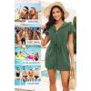 image:imageYonique Terry Cloth Cover Ups  Hooded Cotton Swim Sun Coverup with Zipper Pockets Beach SwimsuitsGreen
