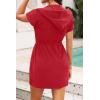 image:imageYonique Terry Cloth Cover Ups  Hooded Cotton Swim Sun Coverup with Zipper Pockets Beach SwimsuitsRed