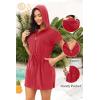 image:imageYonique Terry Cloth Cover Ups  Hooded Cotton Swim Sun Coverup with Zipper Pockets Beach SwimsuitsRed