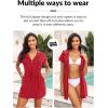 image:imageYonique Terry Cloth Cover Ups  Hooded Cotton Swim Sun Coverup with Zipper Pockets Beach SwimsuitsRed