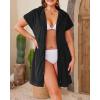 image:imageYonique Terry Cloth Cover Ups  Hooded Cotton Swim Sun Coverup with Zipper Pockets Beach SwimsuitsSolid Black