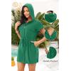 image:imageYonique Terry Cloth Cover Ups  Hooded Cotton Swim Sun Coverup with Zipper Pockets Beach SwimsuitsSolid Green