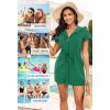 image:imageYonique Terry Cloth Cover Ups  Hooded Cotton Swim Sun Coverup with Zipper Pockets Beach SwimsuitsSolid Green