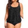 image:imageYonique Plus Size Two Piece Swimsuit for Women Blouson Tankini Tummy Control Bathing SuitBlack Dot