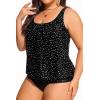 image:imageYonique Plus Size Two Piece Swimsuit for Women Blouson Tankini Tummy Control Bathing SuitBlack Dot