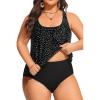 image:imageYonique Plus Size Two Piece Swimsuit for Women Blouson Tankini Tummy Control Bathing SuitBlack Dot