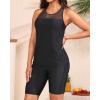 image:imageYonique Women Two Piece Tankini Swimsuits with Shorts Athletic Bathing Suit with Swim Shorts Racerback SwimwearHigh Neck Black