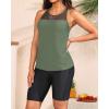 image:imageYonique Women Two Piece Tankini Swimsuits with Shorts Athletic Bathing Suit with Swim Shorts Racerback SwimwearHigh Neck Green