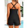 image:imageYonique Women Underwire Tankini Swimsuit with Shorts  Two Piece Tummy Control Bathing Suit 2025 Swimwear with PocketsBlack