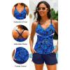 image:imageYonique Women Underwire Tankini Swimsuit with Shorts  Two Piece Tummy Control Bathing Suit 2025 Swimwear with PocketsBlue Paisley