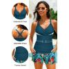 image:imageYonique Women Underwire Tankini Swimsuit with Shorts  Two Piece Tummy Control Bathing Suit 2025 Swimwear with PocketsColorful Leaves