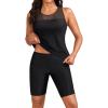 image:imageYonique Women Two Piece Tankini Swimsuits with Shorts Athletic Bathing Suit with Swim Shorts Racerback SwimwearHigh Neck Black