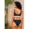 image:imageWomen Sport Bra Swimsuit Top  Swim Bra Bikini Top Only Scoop Neck Bathing Top 2025 SwimwearBlack and White1