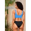 image:imageWomen Sport Bra Swimsuit Top  Swim Bra Bikini Top Only Scoop Neck Bathing Top 2025 SwimwearBlue