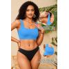 image:imageWomen Sport Bra Swimsuit Top  Swim Bra Bikini Top Only Scoop Neck Bathing Top 2025 SwimwearBlue