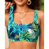 image:imageWomen Sport Bra Swimsuit Top  Swim Bra Bikini Top Only Scoop Neck Bathing Top 2025 SwimwearBlue Leaves1