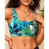 image:imageWomen Sport Bra Swimsuit Top  Swim Bra Bikini Top Only Scoop Neck Bathing Top 2025 SwimwearBlue Leaves1