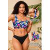 image:imageWomen Sport Bra Swimsuit Top  Swim Bra Bikini Top Only Scoop Neck Bathing Top 2025 SwimwearColorful Flowers
